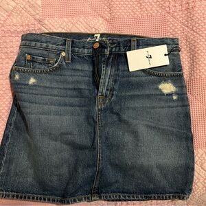 7 For All Mankind Blue Denim Mini Skirt